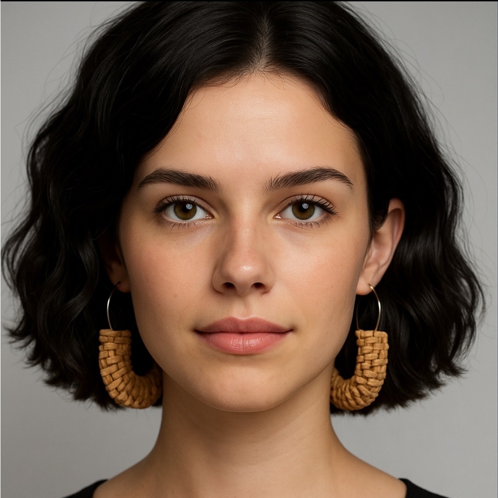 Woven Tan Handbag Handle Earrings